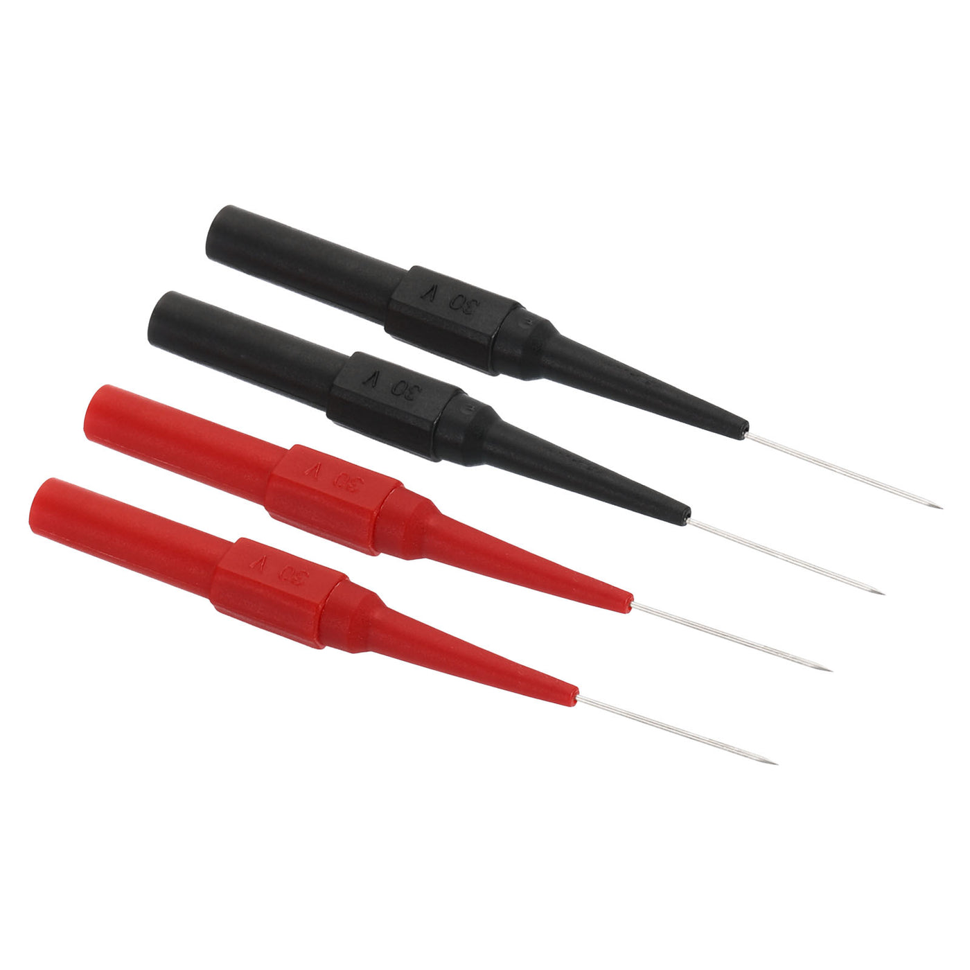 Harfington 0.7mm Test Probes, 4 Pcs Copper Multimeter Test Lead Extention Sharp Probe Pin Tip Needle for Electrical Circuit Test Measurement, Red Black