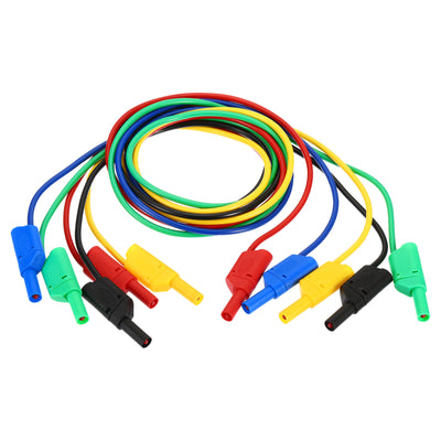 Harfington 4mm Banana Plug to Banana Plug Test Leads, 5Pcs Copper Flexible Stackable Cable Line Wire for Multi-Meter 1000V/15A, Electrical Testing, Multicolor