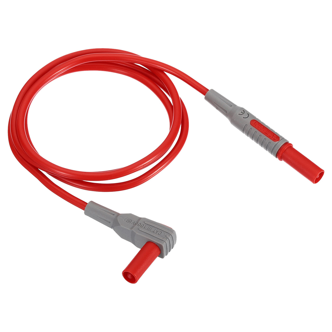 Harfington Multimeter Test Lead, 1000V/15A 4mm Banana Plug Male to Male Straight Angle to Right Cable Line Wire for Electrical Testing, Black Red