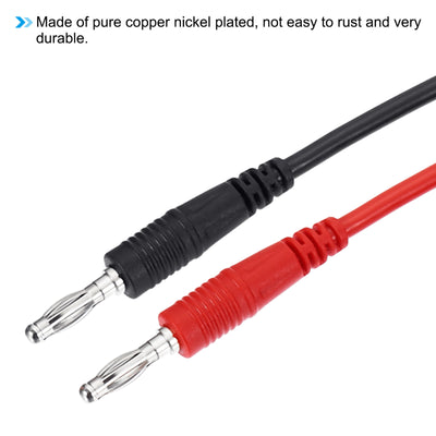 Harfington 4mm Banana Plug to Banana Plug Test Leads, 2 Pcs Copper Flexible Cable Line Wire for Multi-Meter, Electrical Test Jumper 1m / 3.3ft, Multicolor