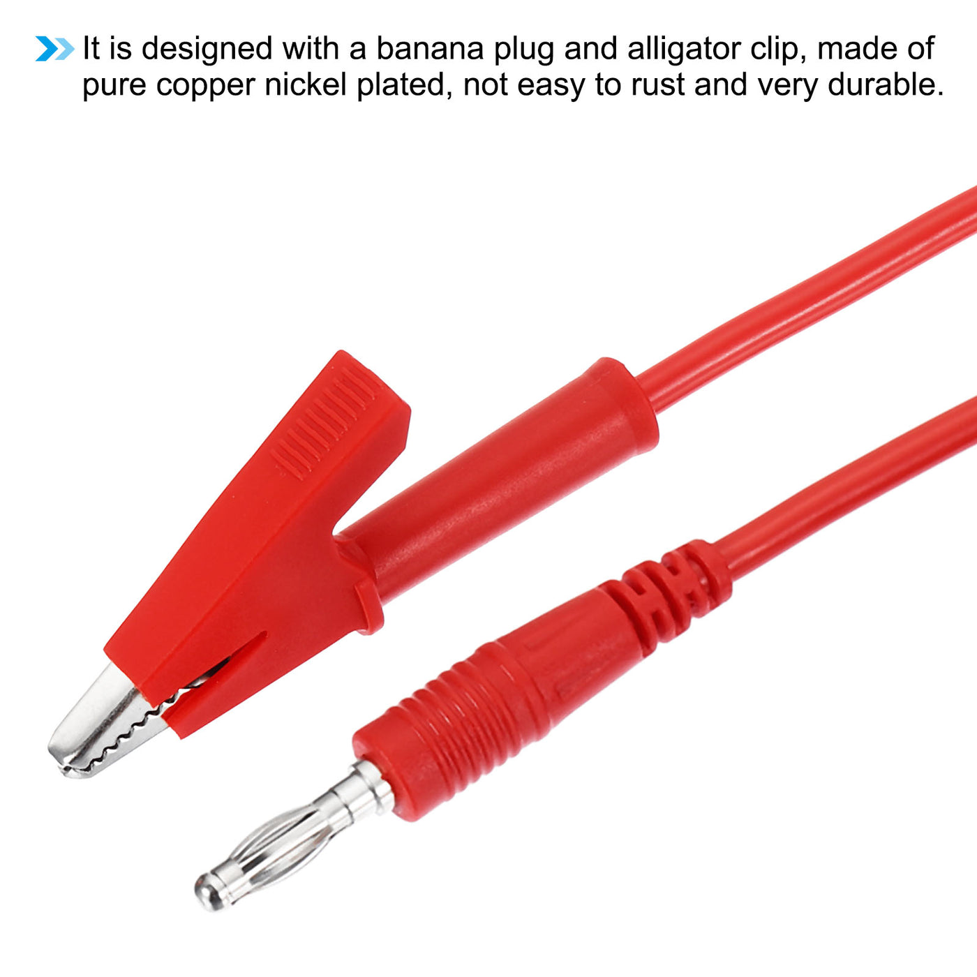 Harfington 4mm Banana Plug to Alligator Clip Test Leads, 2 Pcs Copper Flexible Cable Line Wire for Multi-Meter, Electrical Test Jumper 1m / 3.3ft, Black Red