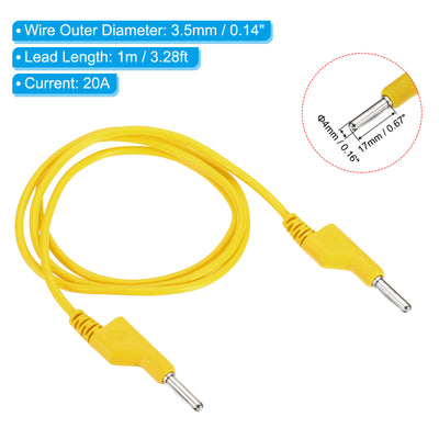 Harfington 1M Banana Plug to Banana Plug Test Leads, 3.5mm OD 1000V/20A 15AWG Cable, Yellow