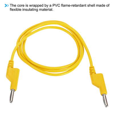 Harfington 1M Banana Plug to Banana Plug Test Leads, 3.5mm OD 1000V/20A 15AWG Cable, Yellow