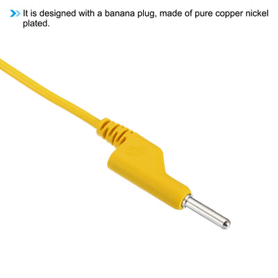 Harfington 1M Banana Plug to Banana Plug Test Leads, 3.5mm OD 1000V/20A 15AWG Cable, Yellow