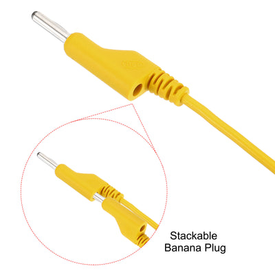 Harfington 1M Banana Plug to Banana Plug Test Leads, 3.5mm OD 1000V/20A 15AWG Cable, Yellow