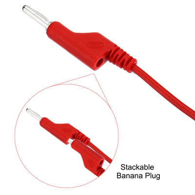 Harfington 1M Banana Plug to Banana Plug Test Leads, 4mm OD 1000V/20A 13AWG Cable, Red