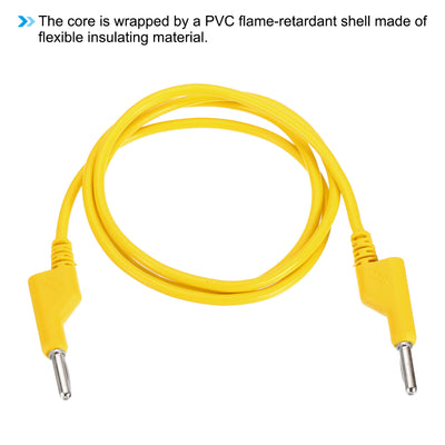 Harfington 1M Banana Plug to Banana Plug Test Leads, 4mm OD 1000V/20A 13AWG Cable, Yellow