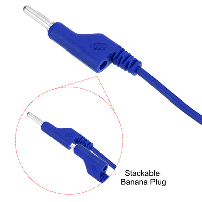 Harfington 1M Banana Plug to Banana Plug Test Leads, 4mm OD 1000V/20A 13AWG Cable, Blue