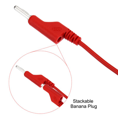 Harfington 2M Banana Plug to Banana Plug Test Leads, 3.5mm OD 1000V/20A 15AWG Cable, Red