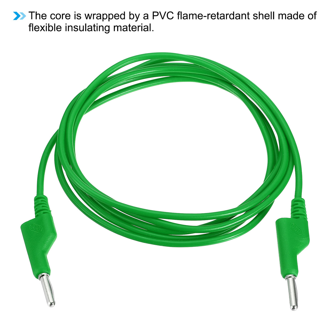 Harfington 2M Banana Plug to Banana Plug Test Leads, 3.5mm OD 1000V/20A 15AWG Cable, Green