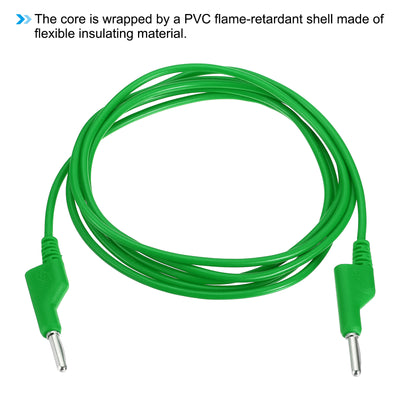 Harfington 2M Banana Plug to Banana Plug Test Leads, 3.5mm OD 1000V/20A 15AWG Cable, Green