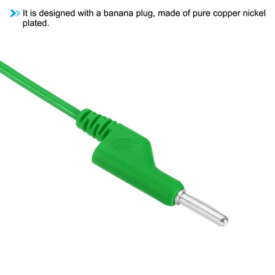 Harfington 2M Banana Plug to Banana Plug Test Leads, 3.5mm OD 1000V/20A 15AWG Cable, Green