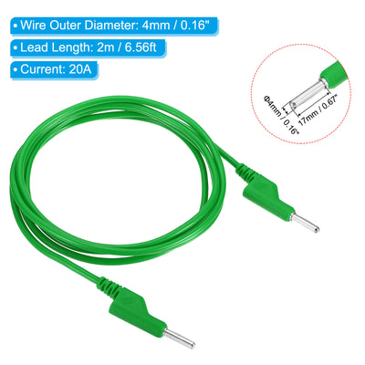 Harfington 2M Banana Plug to Banana Plug Test Leads, 4mm OD 1000V/20A 13AWG Cable, Green