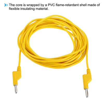 Harfington 5M Banana Plug to Banana Plug Test Leads, 3.5mm OD 1000V/20A 15AWG Cable, Yellow