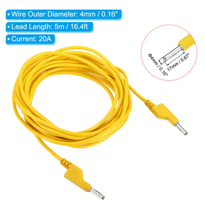 Harfington 5M Banana Plug to Banana Plug Test Leads, 4mm OD 1000V/20A 13AWG Cable, Yellow