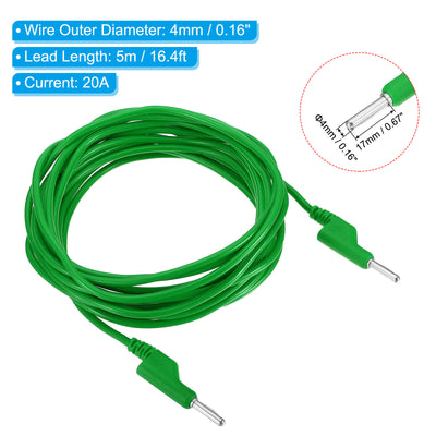 Harfington 5M Banana Plug to Banana Plug Test Leads, 4mm OD 1000V/20A 13AWG Cable, Green