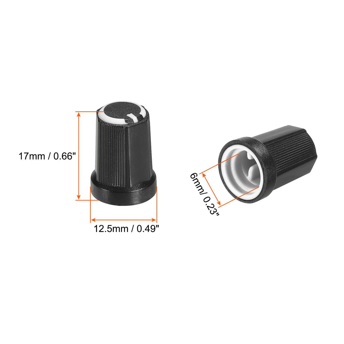 Harfington Potentiometer Control Knob ABS Guitar Knob for Guitar Bass 270 Degrees D Type Black White 10PCS