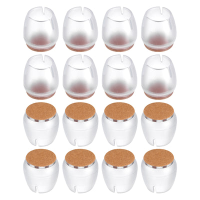 Harfington Uxcell Chair Leg Floor Protectors, 16Pcs 25mm(0.98") PVC & Felt Chair Leg Cover Caps for Hardwood Floors (Clear White)