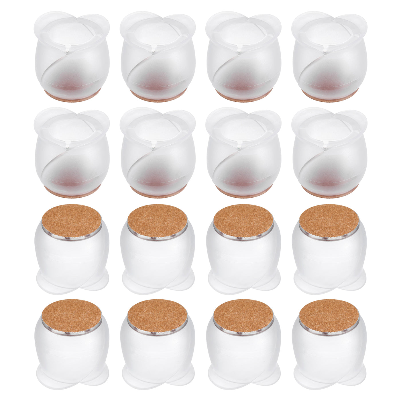 uxcell Uxcell Chair Leg Floor Protectors, 16Pcs 26mm(1.02") PVC & Felt Chair Leg Cover Caps for Hardwood Floors (Clear White)