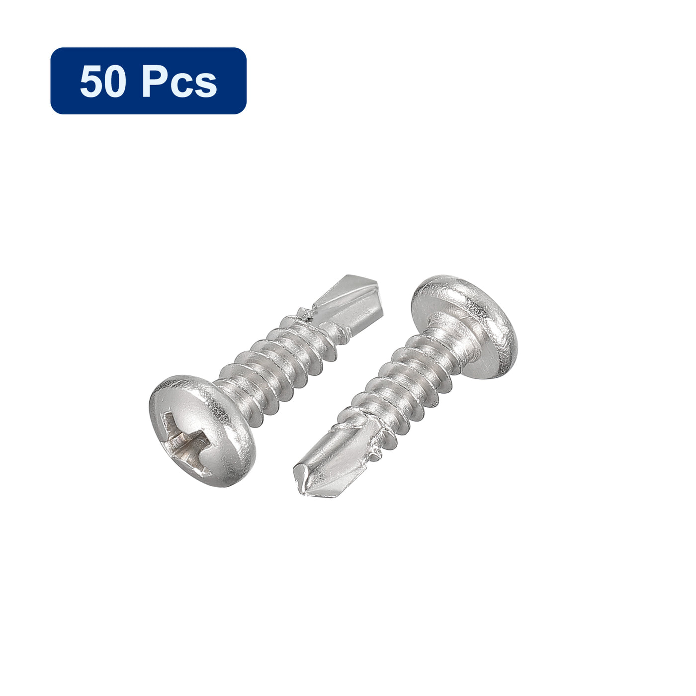 uxcell Uxcell 50 Stück #8 x 5/8" Selbst Bohr Schrauben 304 Edelstahl Kreuzschlitz Schwenkkopf Selbstschneidende Bolzen für Blech Befestigt Drahtlatte an Metallbolzen