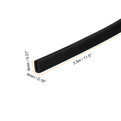 Harfington Uxcell U Channel Edge Trim, 11.5ft Length Rubber Guard Seal Strip Edge Protector Flat Fit for 0.5-1mm Edge, (5/32" W x 5/16" H) Black