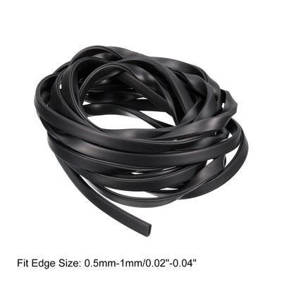 Harfington Uxcell U Channel Edge Trim, 14.8ft Length Rubber Guard Seal Strip Edge Protector Flat Fit for 0.5-1mm Edge, (5/32" W x 5/16" H) Black