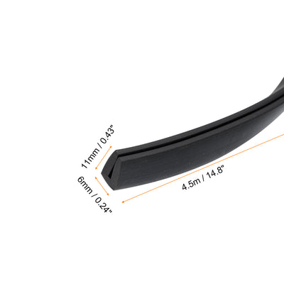 Harfington Uxcell U Channel Edge Trim, 14.8ft Length Rubber Guard Seal Strip Edge Protector Flat Fit for 1.5-2mm Edge, (15/64" W x 7/16" H) Black