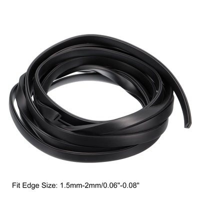 Harfington Uxcell U Channel Edge Trim, 14.8ft Length Rubber Guard Seal Strip Edge Protector Flat Fit for 1.5-2mm Edge, (15/64" W x 7/16" H) Black