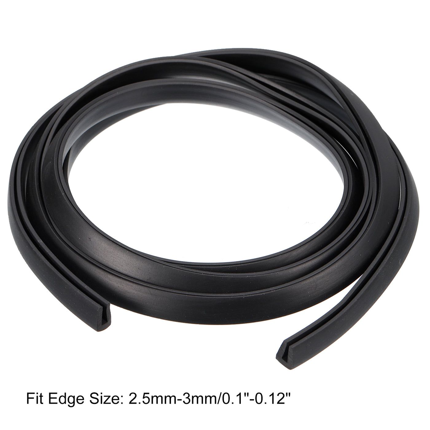 uxcell Uxcell U Channel Edge Trim, 4.9ft Length Rubber Guard Seal Strip Edge Protector Flat Fit for 2.5-3mm Edge, (9/32" W x 25/64" H) Black