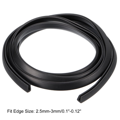 Harfington Uxcell U Channel Edge Trim, 4.9ft Length Rubber Guard Seal Strip Edge Protector Flat Fit for 2.5-3mm Edge, (9/32" W x 25/64" H) Black