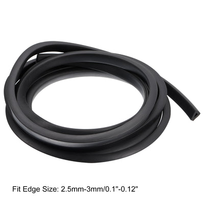 Harfington Uxcell U Channel Edge Trim, 8.2ft Length Rubber Guard Seal Strip Edge Protector Flat Fit for 2.5-3mm Edge, (9/32" W x 25/64" H) Black