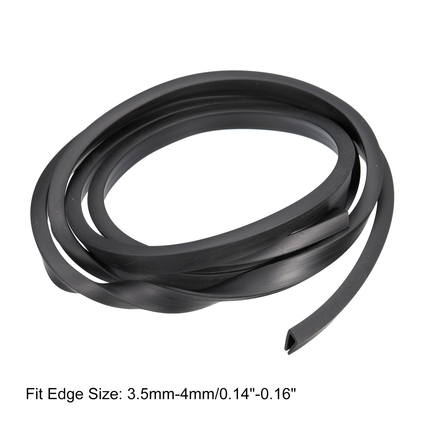 uxcell Uxcell U Channel Edge Trim, 4.9ft Length Rubber Guard Seal Strip Edge Protector Flat Fit for 3.5-4mm Edge, (9/32" W x 7/16" H) Black