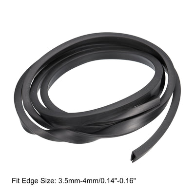 Harfington Uxcell U Channel Edge Trim, 4.9ft Length Rubber Guard Seal Strip Edge Protector Flat Fit for 3.5-4mm Edge, (9/32" W x 7/16" H) Black