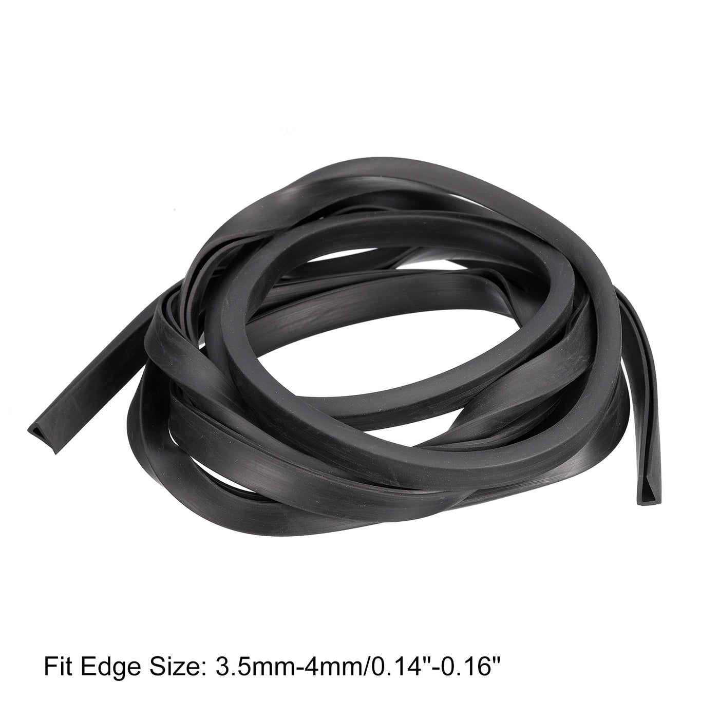 uxcell Uxcell U Channel Edge Trim, 8.2ft Length Rubber Guard Seal Strip Edge Protector Flat Fit for 3.5-4mm Edge, (9/32" W x 7/16" H) Black