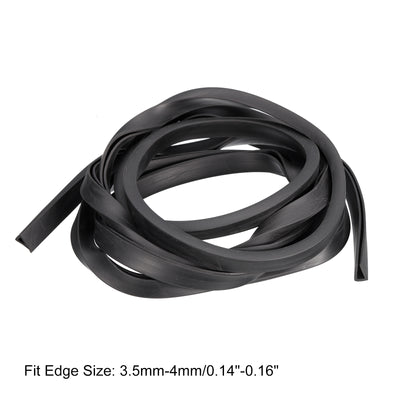 Harfington Uxcell U Channel Edge Trim, 8.2ft Length Rubber Guard Seal Strip Edge Protector Flat Fit for 3.5-4mm Edge, (9/32" W x 7/16" H) Black