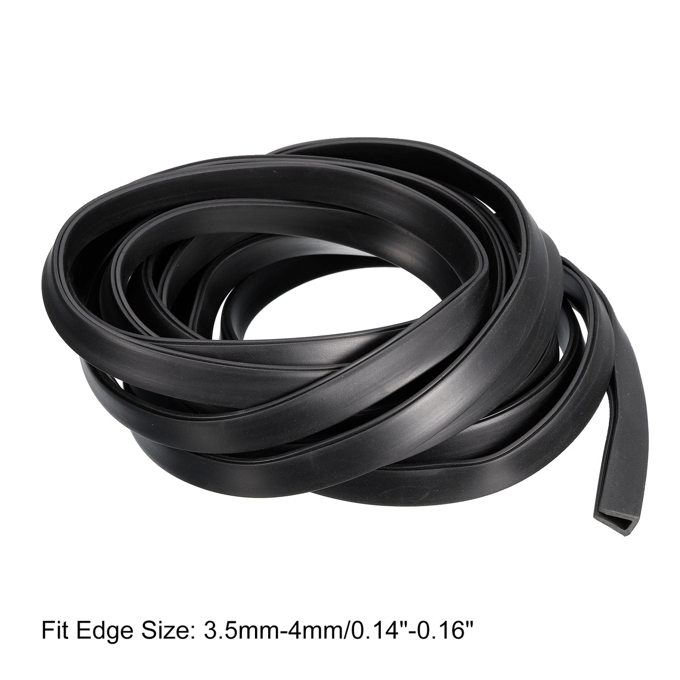 uxcell Uxcell U Channel Edge Trim, 11.5ft Length Rubber Guard Seal Strip Edge Protector Flat Fit for 3.5-4mm Edge, (9/32" W x 7/16" H) Black