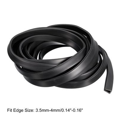 Harfington Uxcell U Channel Edge Trim, 11.5ft Length Rubber Guard Seal Strip Edge Protector Flat Fit for 3.5-4mm Edge, (9/32" W x 7/16" H) Black