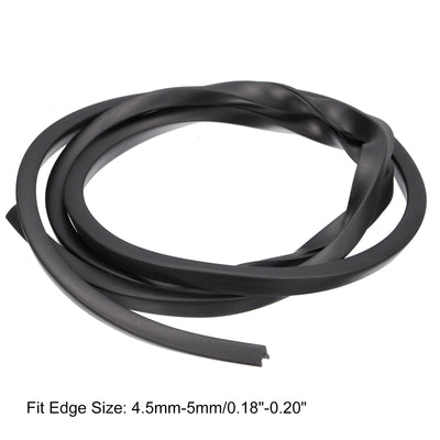 Harfington Uxcell U Channel Edge Trim, 4.9ft Length Rubber Guard Seal Strip Edge Protector Flat Fit for 4.5-5mm Edge, (23/64" W x 7/16" H) Black