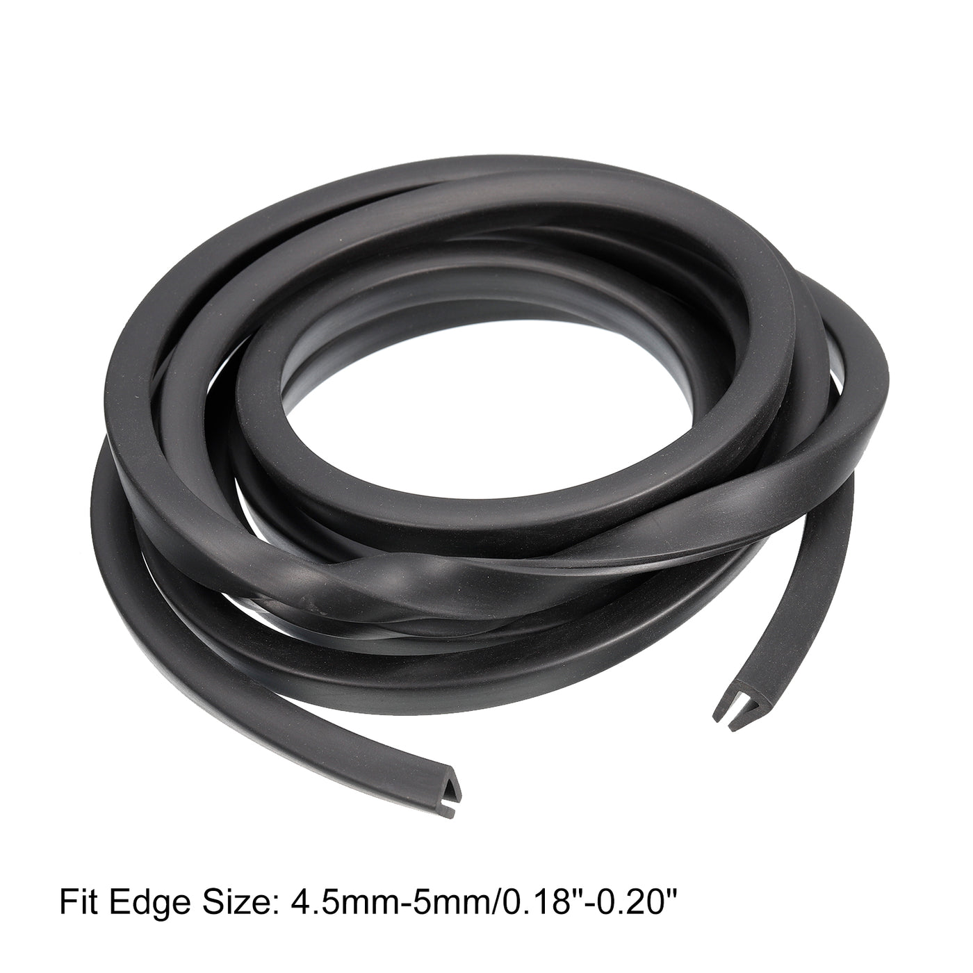 uxcell Uxcell U Channel Edge Trim, 8.2ft Length Rubber Guard Seal Strip Edge Protector Flat Fit for 4.5-5mm Edge, (23/64" W x 7/16" H) Black