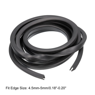 Harfington Uxcell U Channel Edge Trim, 8.2ft Length Rubber Guard Seal Strip Edge Protector Flat Fit for 4.5-5mm Edge, (23/64" W x 7/16" H) Black