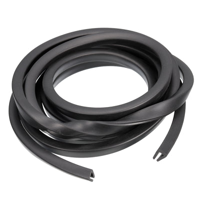 Harfington Uxcell U Channel Edge Trim, 8.2ft Length Rubber Guard Seal Strip Edge Protector Flat Fit for 4.5-5mm Edge, (23/64" W x 7/16" H) Black