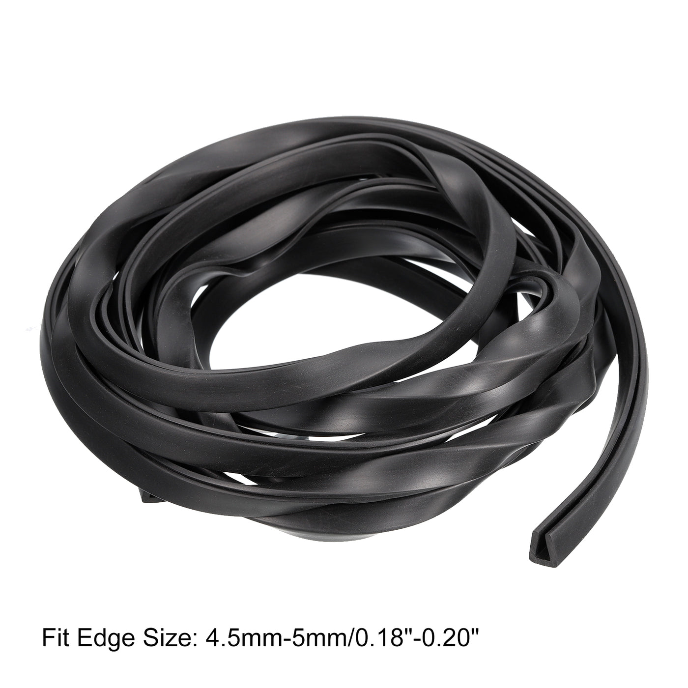 uxcell Uxcell U Channel Edge Trim, 11.5ft Length Rubber Guard Seal Strip Edge Protector Flat Fit for 4.5-5mm Edge, (23/64" W x 7/16" H) Black