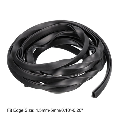 Harfington Uxcell U Channel Edge Trim, 11.5ft Length Rubber Guard Seal Strip Edge Protector Flat Fit for 4.5-5mm Edge, (23/64" W x 7/16" H) Black