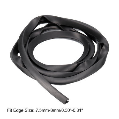 Harfington Uxcell U Channel Edge Trim, 4.9ft Length Rubber Guard Seal Strip Edge Protector Flat Fit for 7.5-8mm Edge, (7/16" W x 15/32" H) Black