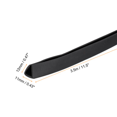 Harfington Uxcell U Channel Edge Trim, 11.5ft Length Rubber Guard Seal Strip Edge Protector Flat Fit for 7.5-8mm Edge, (7/16" W x 15/32" H) Black