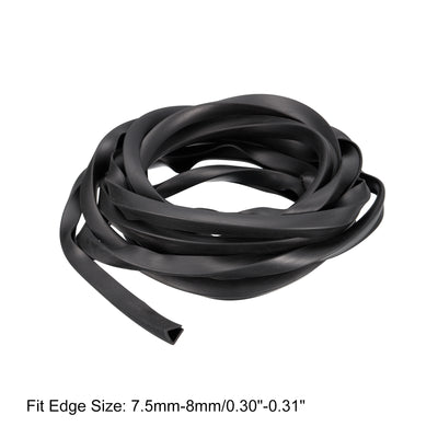 Harfington Uxcell U Channel Edge Trim, 11.5ft Length Rubber Guard Seal Strip Edge Protector Flat Fit for 7.5-8mm Edge, (7/16" W x 15/32" H) Black