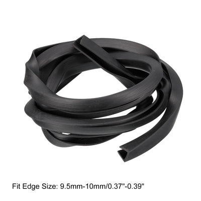 Harfington Uxcell U Channel Edge Trim, 4.9ft Length Rubber Guard Seal Strip Edge Protector Flat Fit for 9.5-10mm Edge, (9/16" W x 15/32" H) Black