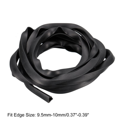 Harfington Uxcell U Channel Edge Trim, 8.2ft Length Rubber Guard Seal Strip Edge Protector Flat Fit for 9.5-10mm Edge, (9/16" W x 15/32" H) Black