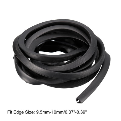 Harfington Uxcell U Channel Edge Trim, 11.5ft Length Rubber Guard Seal Strip Edge Protector Flat Fit for 9.5-10mm Edge, (9/16" W x 15/32" H) Black