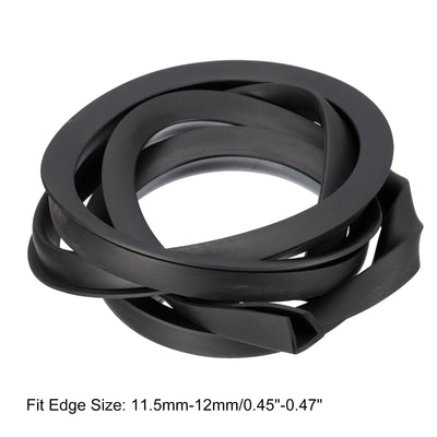 Harfington Uxcell U Channel Edge Trim, 4.9ft Length Rubber Guard Seal Strip Edge Protector Flat Fit for 11.5-12mm Edge, (5/8" W x 9/16" H) Black